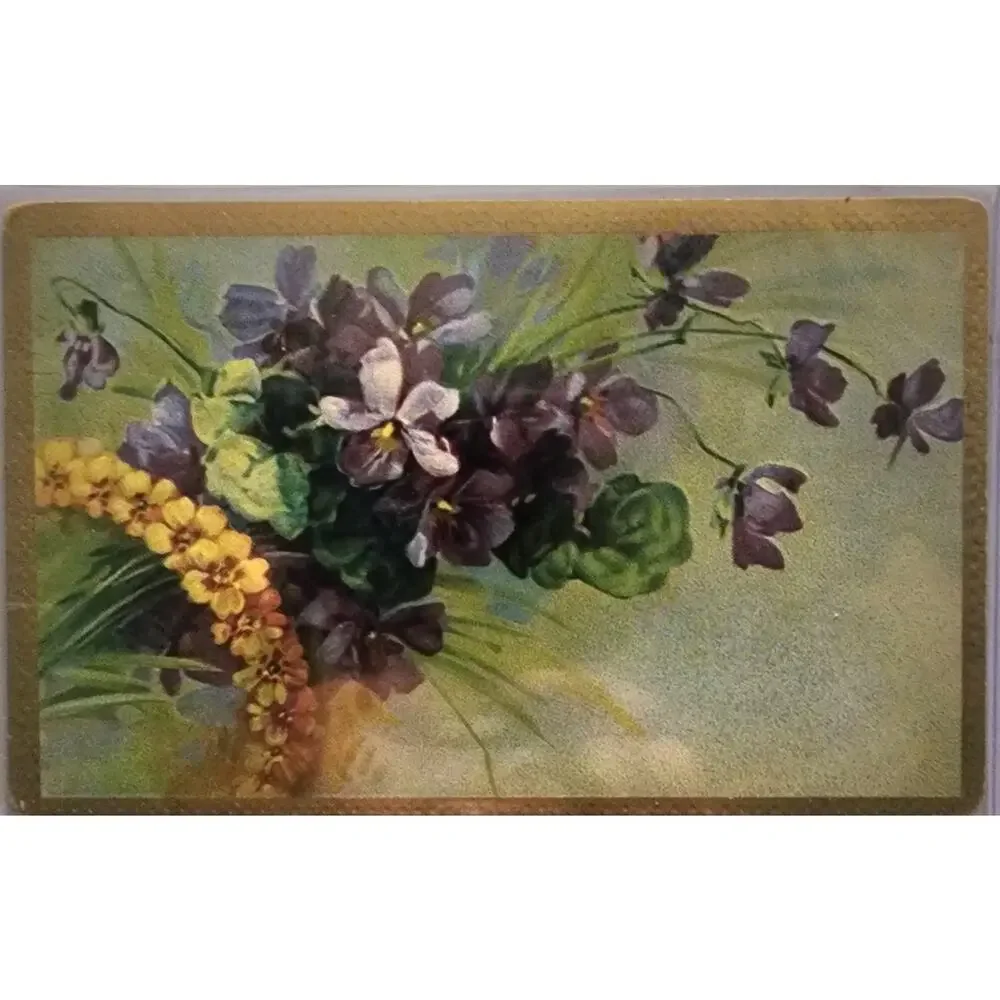 Lot Of Three Vintage Antique Embossed Postcards Flowers Best Wishes